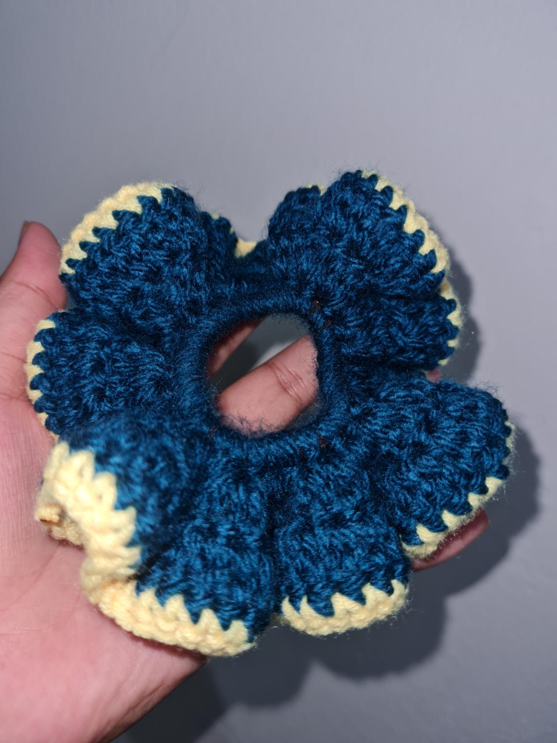 Navy and cream scrunchie